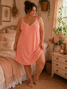 Voglo / Penningtons Peach Nightgown | Soft Cozy Cottagecore Sleep Dress Size X